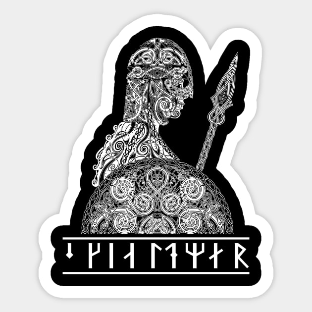 Shieldmaiden (Skjaldmaer) Spear - White Sticker by Art of Arklin